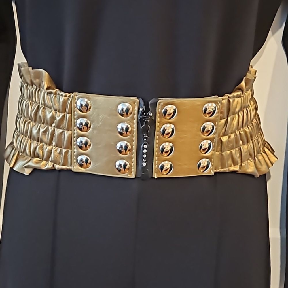 Gold Elastic Studded Waist Belt - Women Accessories